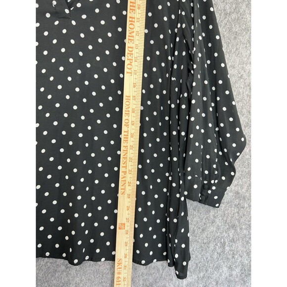 Torrid Polka Dot Top Sheer Size 5 Black High Low Hem V-Neck 3/4 Sleeve - Picture 6 of 10